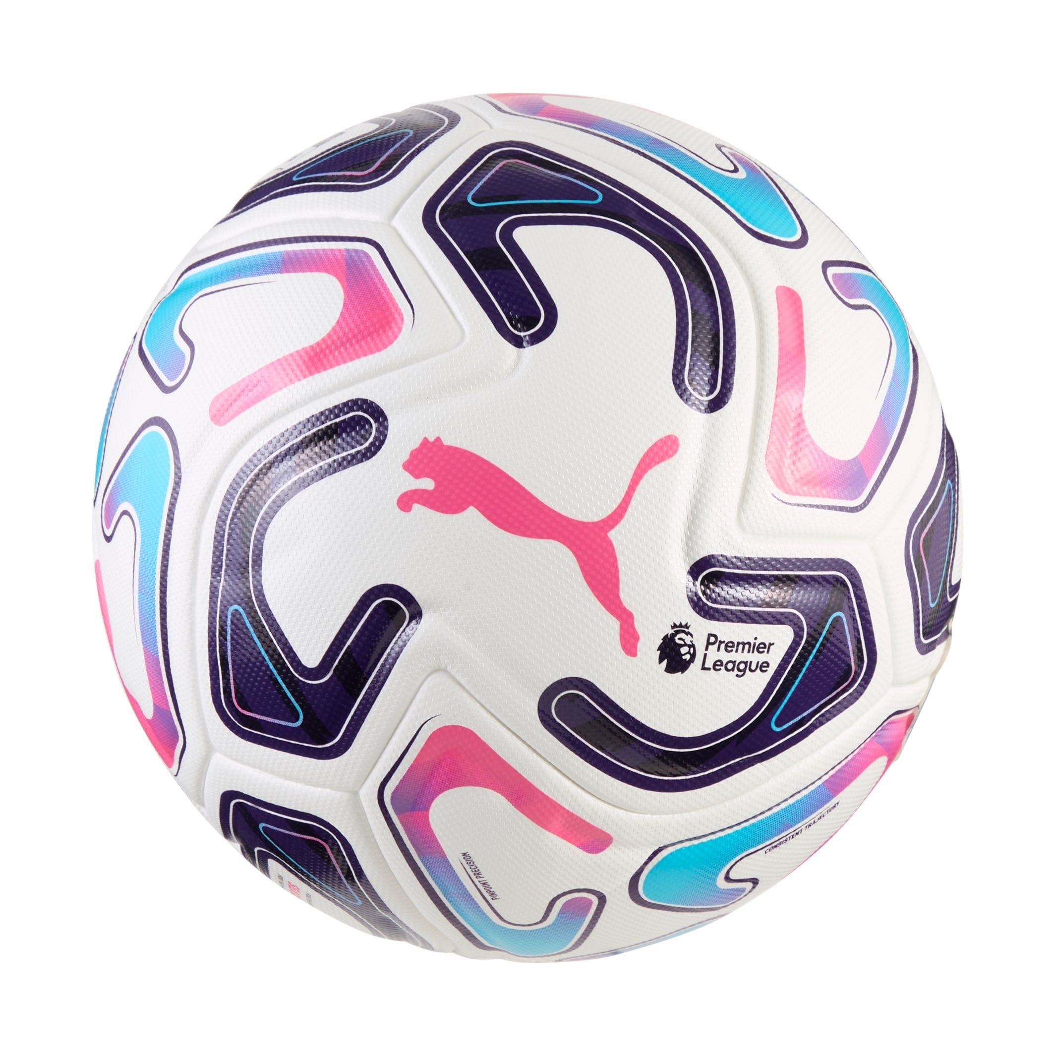 Angled view of PUMA Stellar Pro Premier League Reactivity FIFA Quality Pro soccer ball