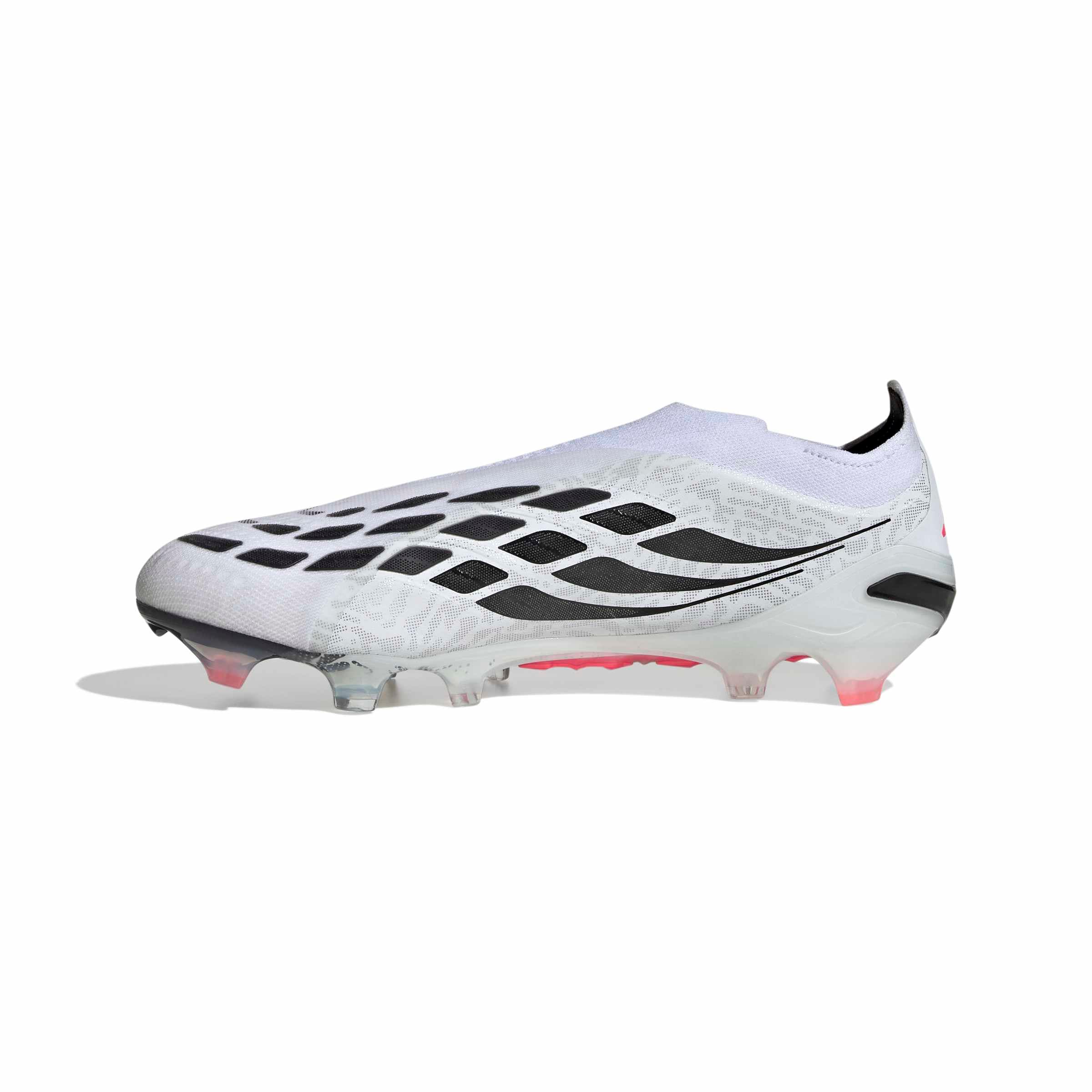 adidas Predator Elite Laceless FG soccer cleats in white, pink and black with firm-ground outsole