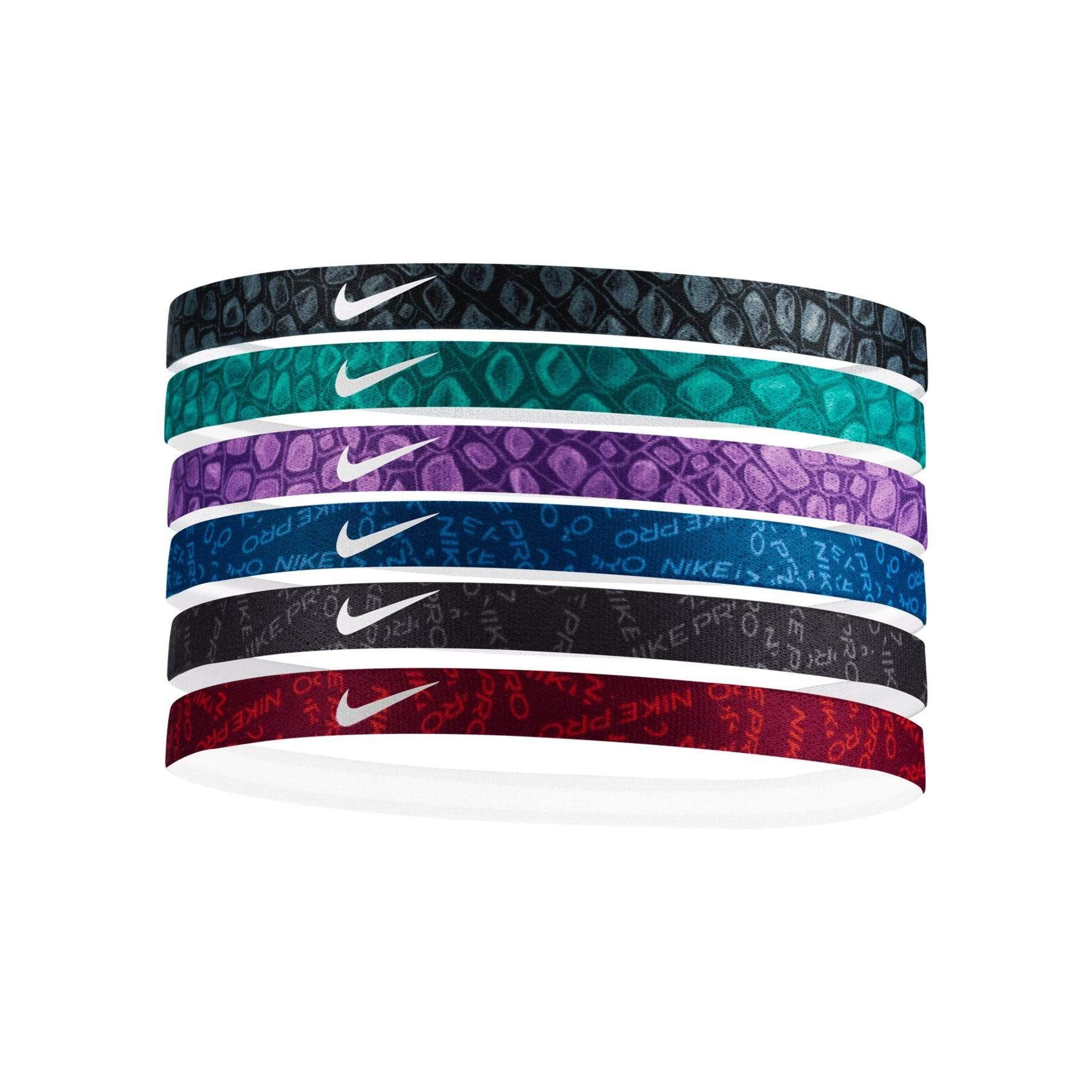 Nike Printed Headbands 6PK Headbands Nike Black / Green ONE SIZE