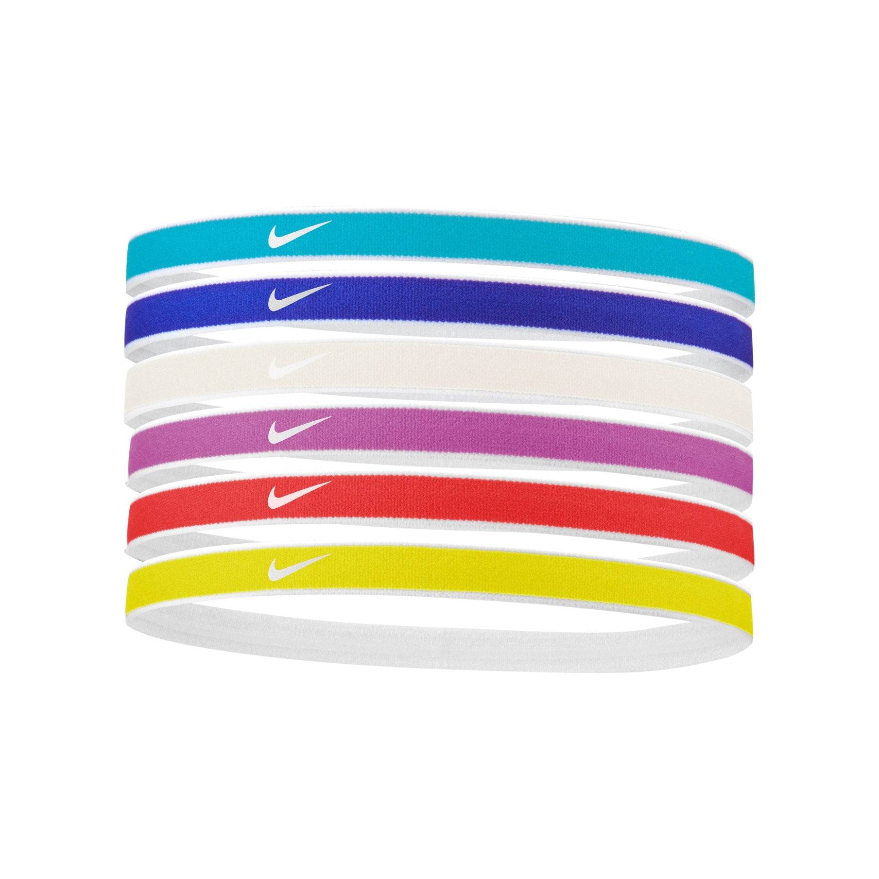 Nike Swoosh Sport Headbands Tipped 6PK Headbands Nike Lightblue ONE SIZE