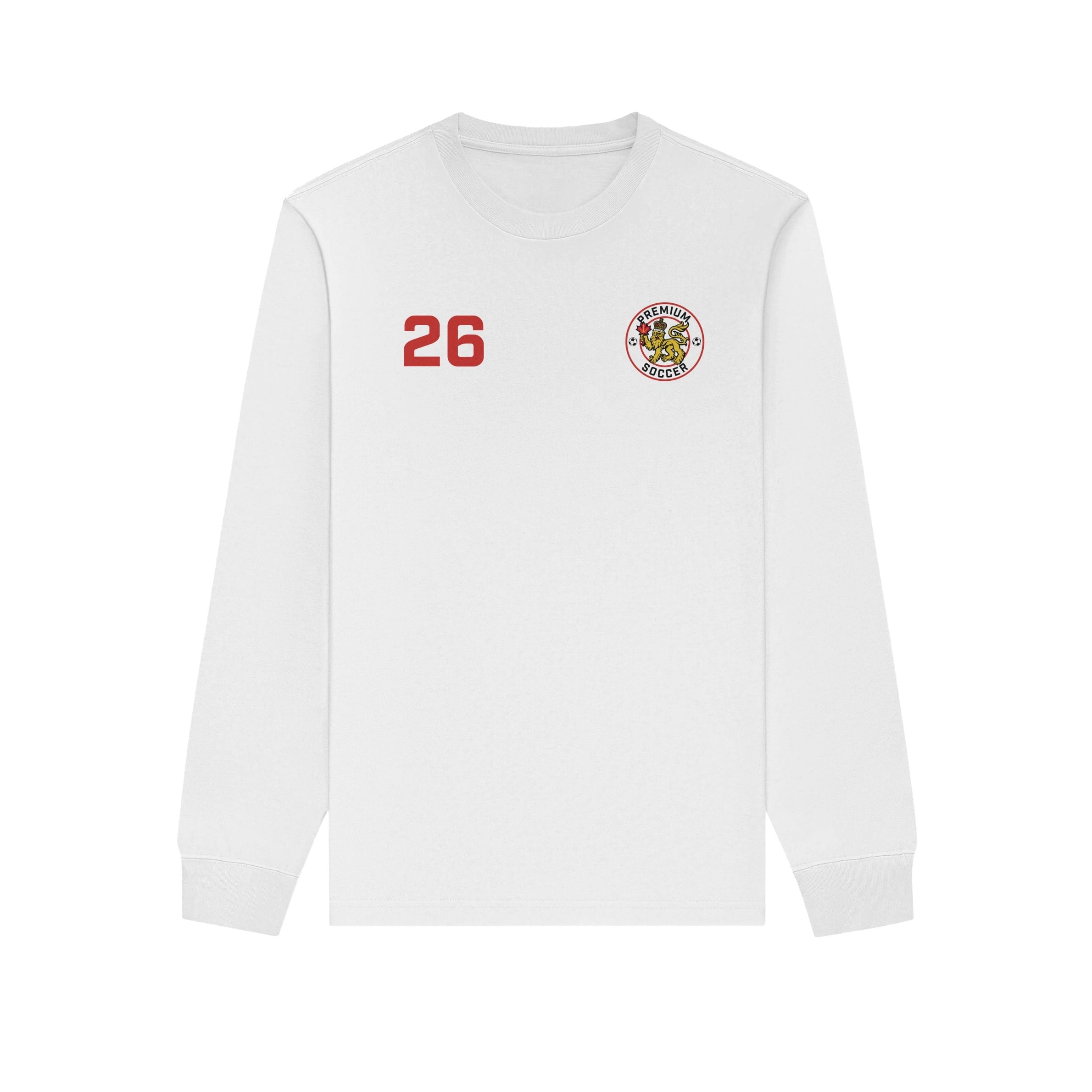 Premium Soccer Long Sleeves T-Shirt Lifestyle Wear Premium Soccer White XS
