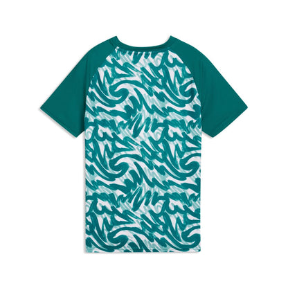 Portugal Warm Up Training Top Youth back view in green and white pattern