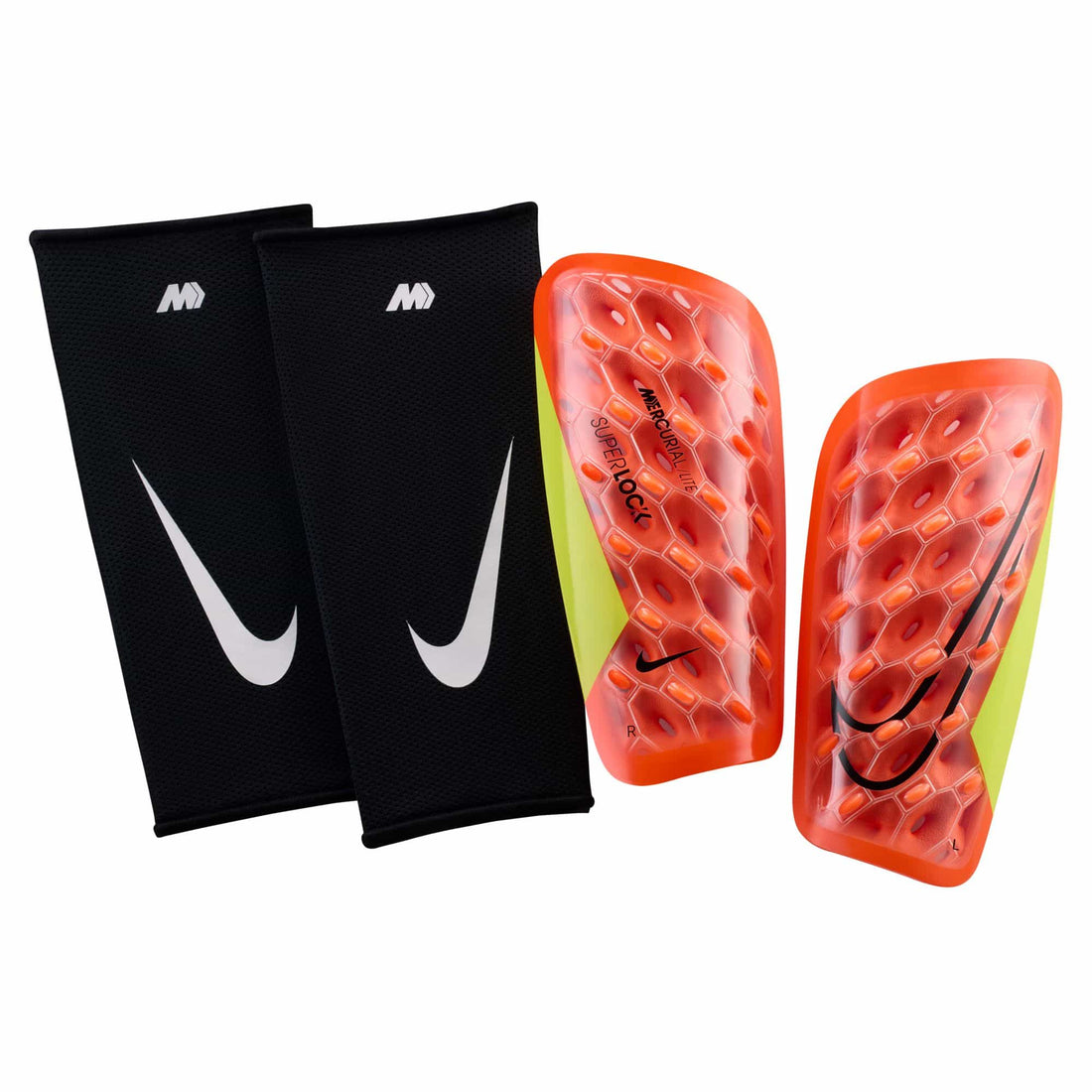 Nike Mercurial Lite SuperLock Shin Guards Nike Orange / Yellow XS