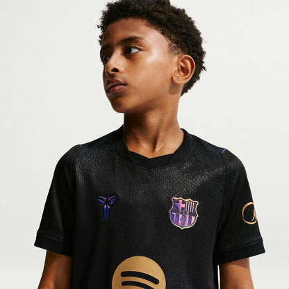 FC Barcelona 2026/27 Stadium Away Jersey Youth in black and purple.