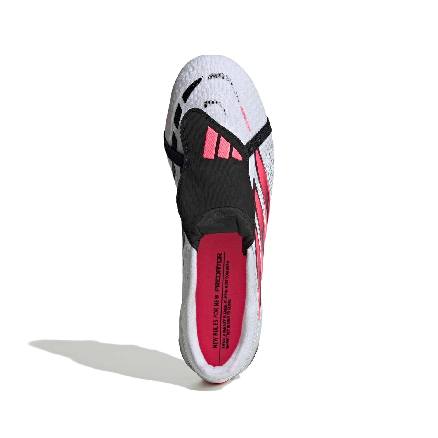 adidas Predator Pro Fold-Over Tongue FG soccer cleats in white, pink and black with firm-ground studded outsole