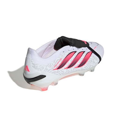 adidas Predator Pro Fold-Over Tongue FG soccer cleats in white, pink and black with firm-ground studded outsole