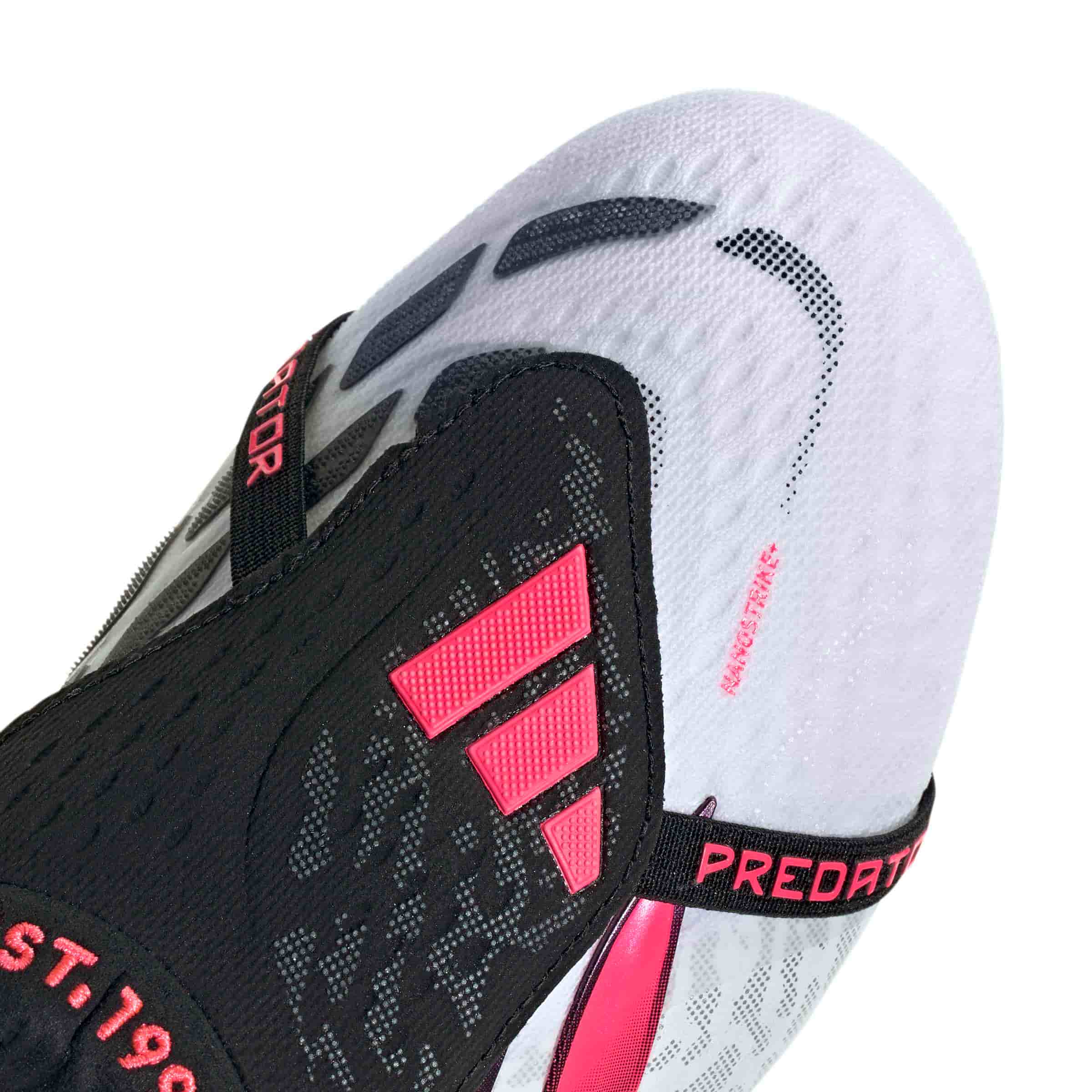 adidas Predator Elite Fold-Over Tongue FG soccer cleats in white, pink and black with firm-ground outsole