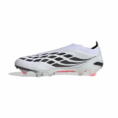 adidas Predator Elite Laceless FG soccer cleats in white, pink and black with firm-ground outsole