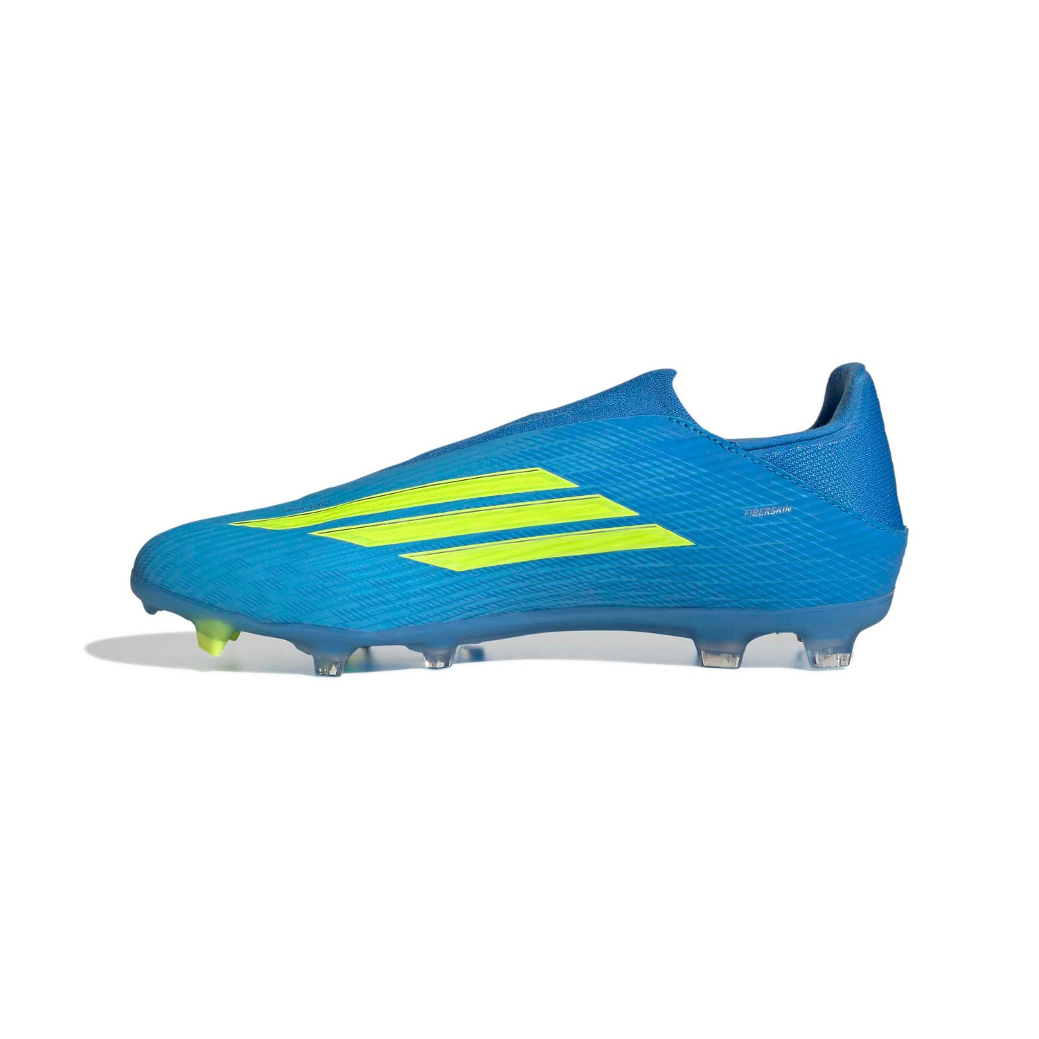 adidas F50 League Laceless FG MG blue yellow soccer cleats side view