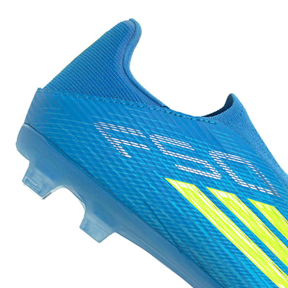 adidas F50 League Laceless FG MG top angle laceless upper blue yellow