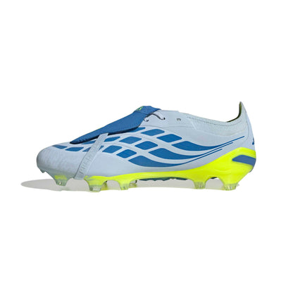 adidas Predator Elite Fold-Over Tongue FG white blue yellow firm ground soccer cleats side view