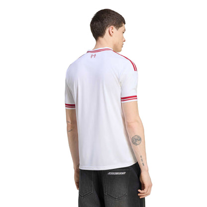 Liverpool FC 26/27 Away Jersey in white with red details, V-neck, club crest and adidas CLIMACOOL technology