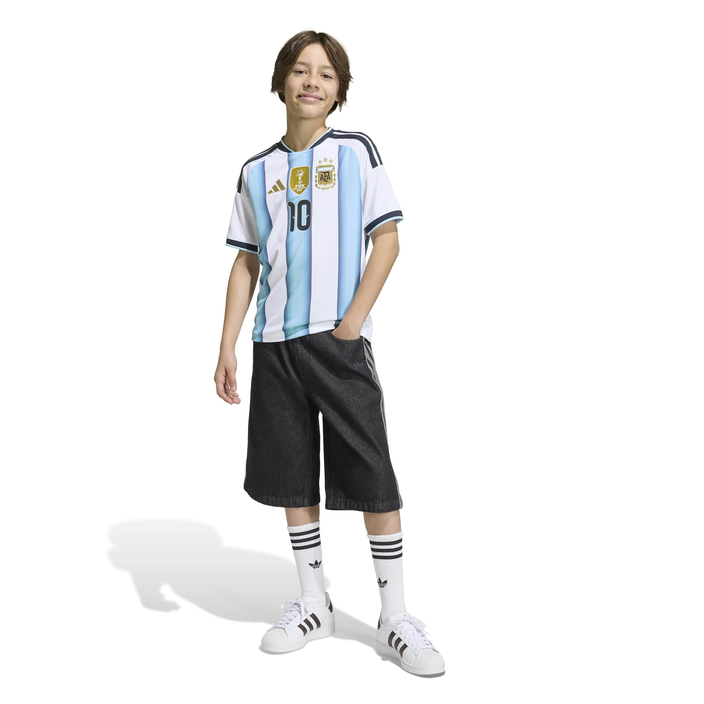 Argentina 26 Home Messi Jersey Jr. Official Jerseys adidas 
