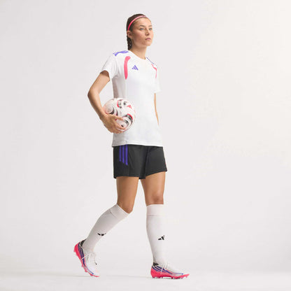 adidas F50 Hyperfast Pro FG soccer cleats in white, pink and navy with firm-ground outsole