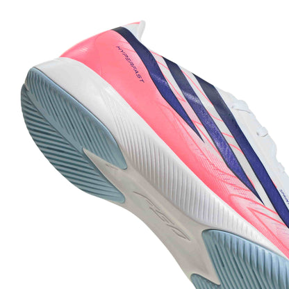 adidas F50 Hyperfast League IC indoor soccer cleat in silver, navy and pink with non-marking rubber outsole