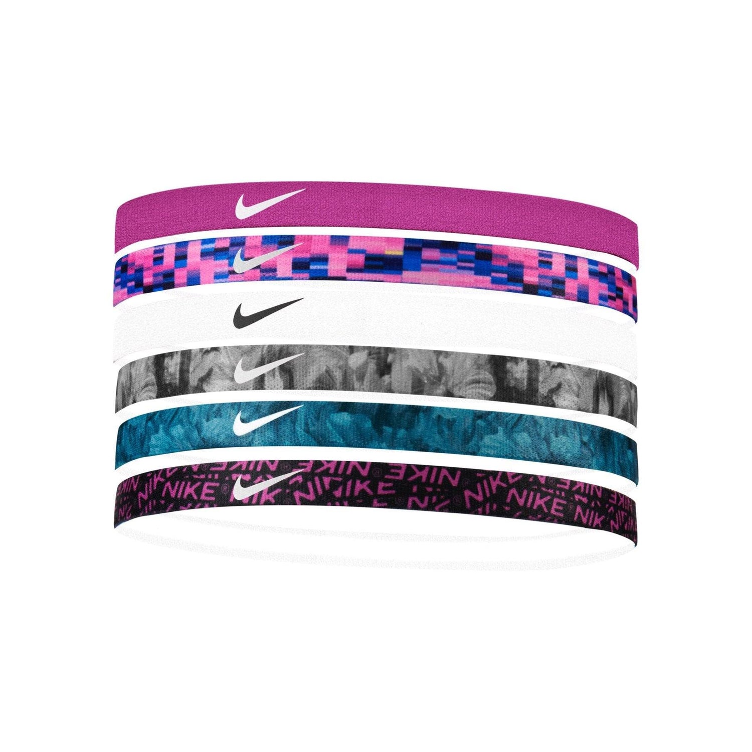 Nike Printed Headbands 6PK Headbands Nike Pink / White ONE SIZE 