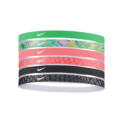 Nike Printed Headbands 6PK Headbands Nike Green / Orange ONE SIZE 