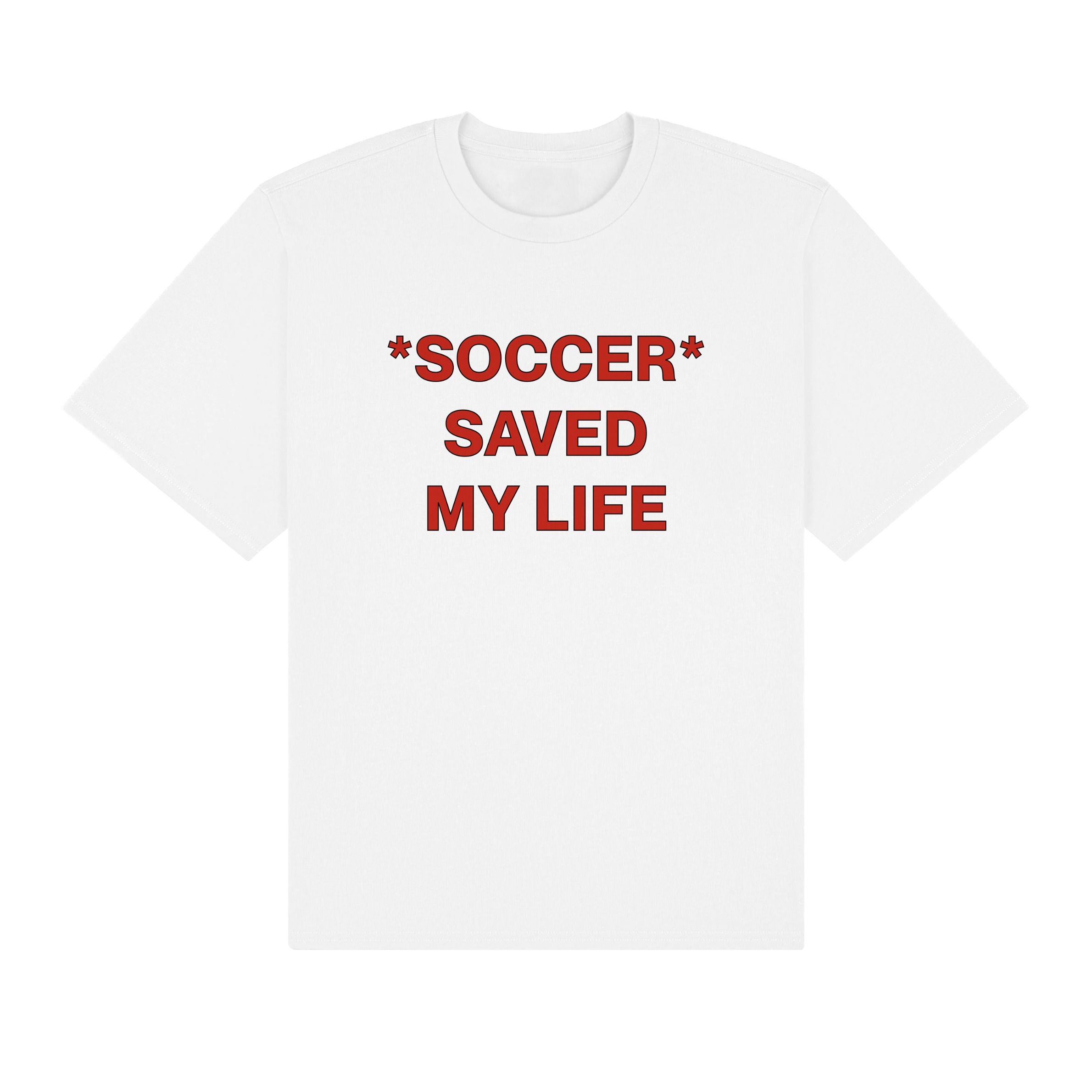Premium Soccer x F.S.M.L white Soccer Saved My Life graphic T-shirt
